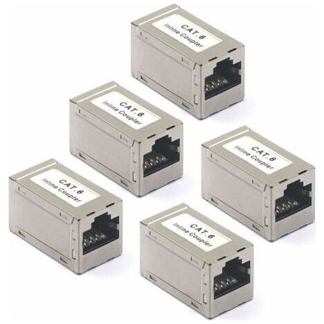 Coupleur Rj45 Ethernet Cat6 Adaptateur Femelle À Femelle Câble Connecteur Blindé Lot De 5,de (1/5)