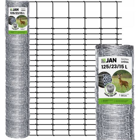 Grillage forestier dense 50 m pour poules, lapins, moutons 125/23/15 L solide