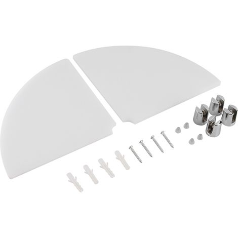 Lot de 2 étagères flottantes d'angle arrondies en acrylique, à fixer au mur, pour la décoration intérieure (blanches) (1/2)