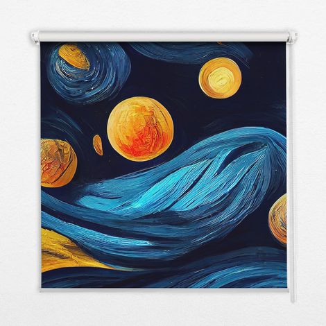 Tenda a Rullo Interna per Finestra - Tenda Filtrante Luce - Tenda Privacy - Tenda Decorativa Rettangolare - Rullo per Interni - (110 cm x 140 cm) - Pianeti (1/5)
