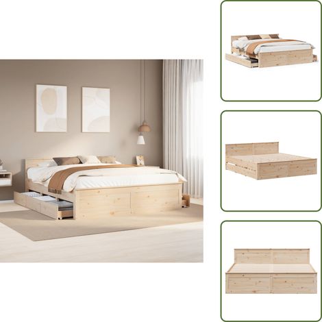 Cadre de lit sans matelas avec tête de lit 180x200 cm bois pin - Cadre De Lit - Cadres De Lit - Meuble De Chambre À Coucher - Lit (1/5)