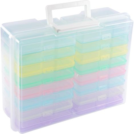 Vaessen Creative Organizer Armadio da 37,5 x 30 x 13 cm - 16 Scatola Trasparente - Portaoggetti con Coperchio con Maniglia – Per Artigianato, Diamond Painting, Scrapbooking e Creazione di Gioielli