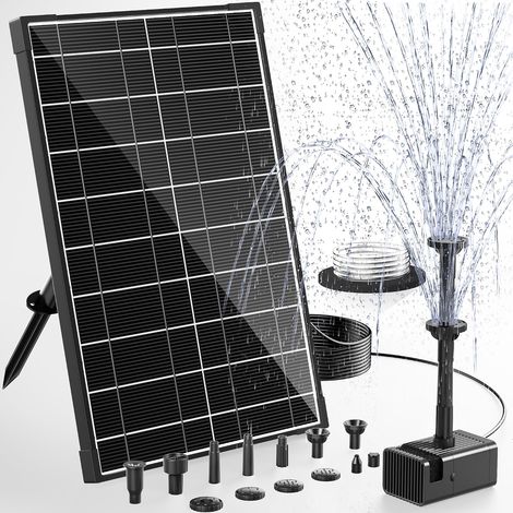 Fontaine solaire 8W pour l'extérieur, pompe de bassin solaire avec 8 modes de pulvérisation d'eau, tuyau d'eau de 1,5 m, protection anti-faible débit, éponges filtrantes, pour étang de jardin (1/5)