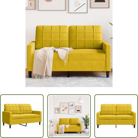 vidaXL Canapé à 2 places Jaune 120 cm Velours (1/5)