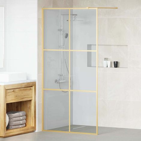 vidaXL Mur de Douche à L'Italienne Doré 100 x 195 cm verre trempé