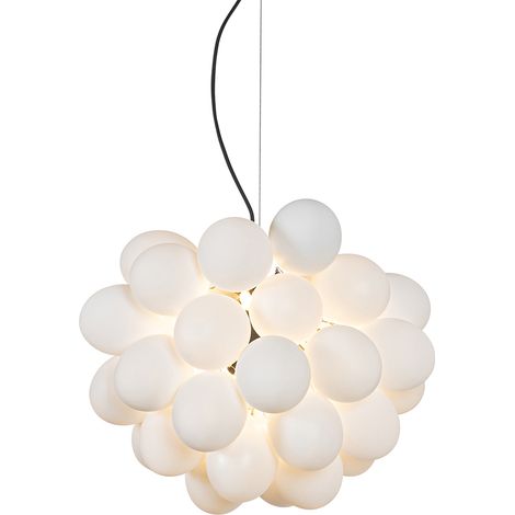 QAZQA Lampada a sospensione tavolo soggiorno uvas - Design - Vetro,Acciaio - Bianco/Nero - Sfera Max. 8 x Watt