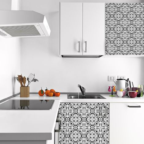 Sticker Mural Carrelage adhésif Cuisine Salle de Bain - 60 STICKERS CARREAUX DE CIMENT MEUBLE ORTIZ - 60stickers15x15cm (1/5)