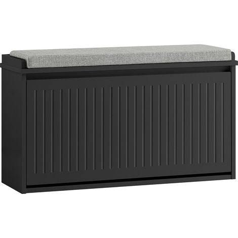 SoBuy Scarpiera da Ingresso Scarpiera con ribalta Cassapanca Portascarpe con cuscino,Nero, L62xP25xA46cm FSR98-SCH (1/5)
