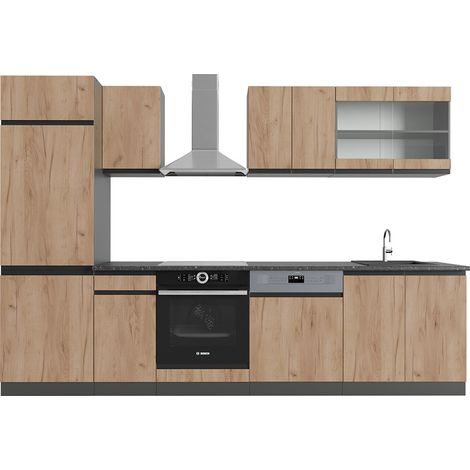 Cuisine R-Line, Chêne doré/anthracite, 300 cm , PT Anthracite, Vicco