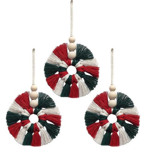 Décoration murale professionnelle en macramé pour sapin de Noël, pompons tissés à la main, style bohème (1/4)