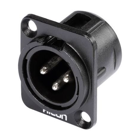 XLR embase mâle, contacts droits Hicon HI-X3DM-M Nombre de pôles: 3 noir 1 pc(s) D16733 (1/2)