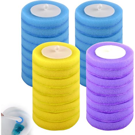 32 brosses de Toilette pour Salle de Bains têtes de Brosse en éponge Rechargeables Brosse de Toilette jetable avec Produit de Nettoyage Recharge jetable pour Nettoyer la Cuvette des Toilettes (1/5)