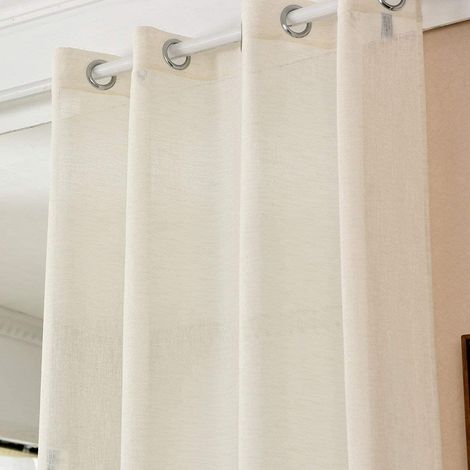Woltu – Rideau semi-transparent à œillets 140x225cm crème – 100% polyester – 8 œillets métal pour suspension – VH5862CM (1/4)