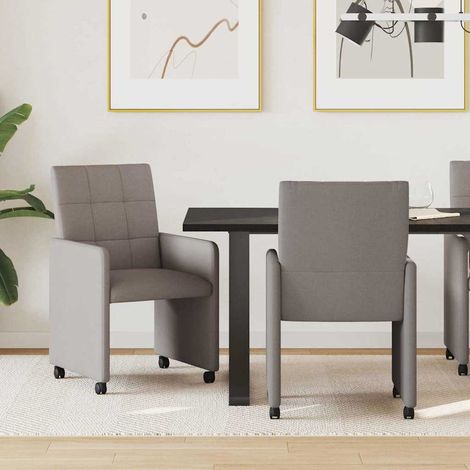 Esszimmerstühle mit Rollen 2 pcs Taupe 58 x 65 x 94 cm Stoff