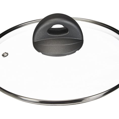 Aeternum Coperchio Universale In Vetro Temperato Con Valvola Di Sfiato E Bordo In Acciaio Inox, 22 Cm (1/5)