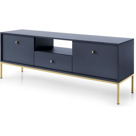 Mobile TV, blu navy, 153,4 x 56,2 x 39 cm, gambe dorate (1/5)