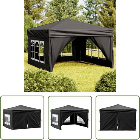 Tente de réception pliable,Tonnelle de Jardin,Chapiteau,Barnum avec parois Noir 3x3 m XZZ95615 (1/5)