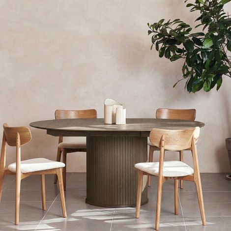 Table à manger extensible 120/167x120x75 cm chêne marron - SKYRA