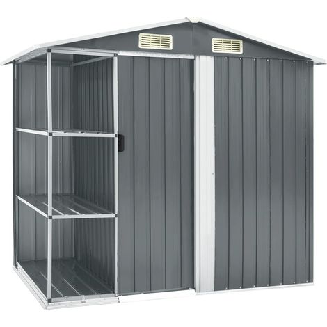 Casetta da giardino Casetta per cabina Capanno per la casa Casetta per esterni Casetta per attrezzi robusti con ripiano 205 x 130 x 183 cm Ferro grigio 020022223