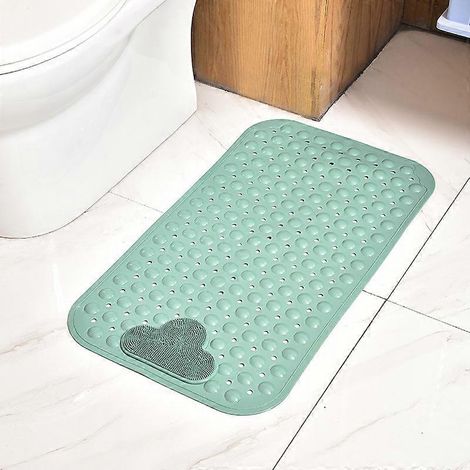 Tapis de bain vert menthe antidérapant pour baignoire avec trous d'évacuation (1/5)