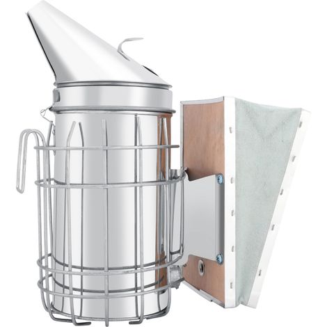 Fumoir manuel en acier inoxydable pour abeilles, outil apicole avec protection thermique (1/5)