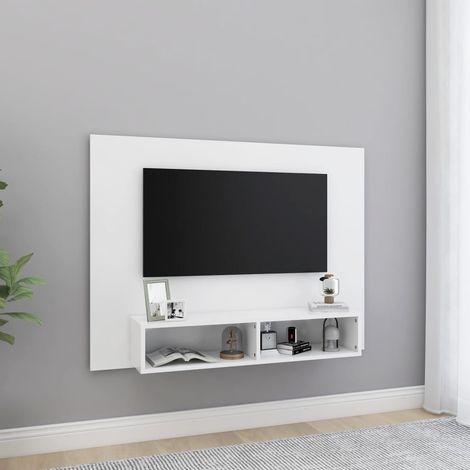 Meuble TV mural Blanc 120x23,5x90 cm (1/5)