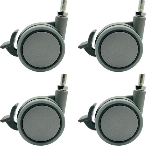 Roulettes Pivotantes Roues en Nylon avce Frein FC3511A pour La Chaise Chariot Meuble Rotation de 360 Roulette de Transport avec Montage par Filetage Taille Ø 60mm Lot de 4 (1/5)
