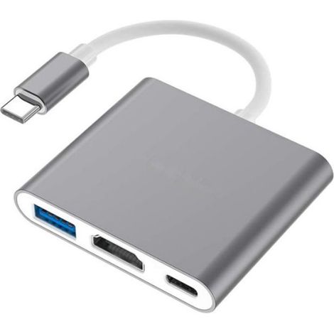 Convertisseur Type C 3 En 1 - Aluminium - 4K HDMI - USB 3.1 - Power Delivery - Pour MacBook Chromebook Nintendo Switch - 1 Pièce (1/5)