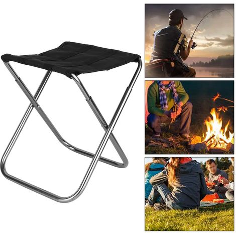 Tabouret Pliant Léger en Aluminium pour Randonnée, Pêche, Camping (Argent, Taille M)