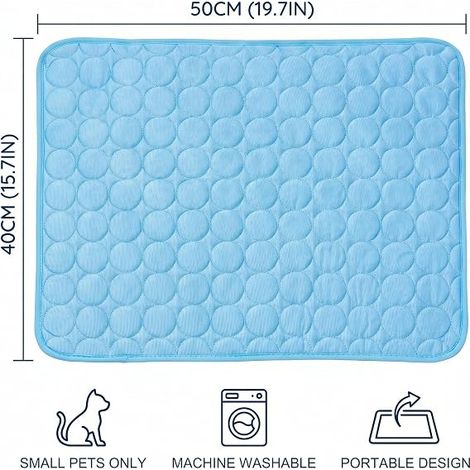 Tapis Chat et Chien - Tapis pour Animaux de Compagnie en Été, Coussin pour Maison et Voyage, Bleu, Taille S (50x40cm) (1/4)