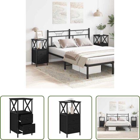Rangement chambre - Cabinet de chevet 2 pcs Chêne noir 34 x 35,5 x 70 cm (1/5)
