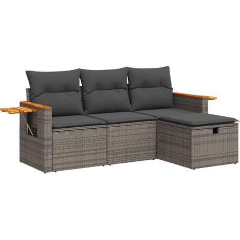 Maison Exclusive - 4-tlg. Garten-Sofagarnitur mit Kissen Grau Pol