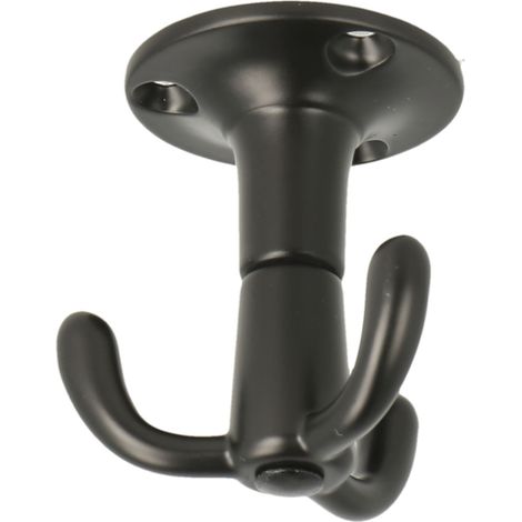 Dreifach Drehhaken Garderobe Spider - Drehhaken Decke ø 48mm, Höhe 52mm, Zamak, schwarz matt (1/4)
