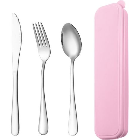 Couteau Fourchette Cuillère - Ensemble De Couverts En Acier Inoxydable Réutilisable - Pour Pique-Nique Camping Bureau École - Lot De 3 (1/5)
