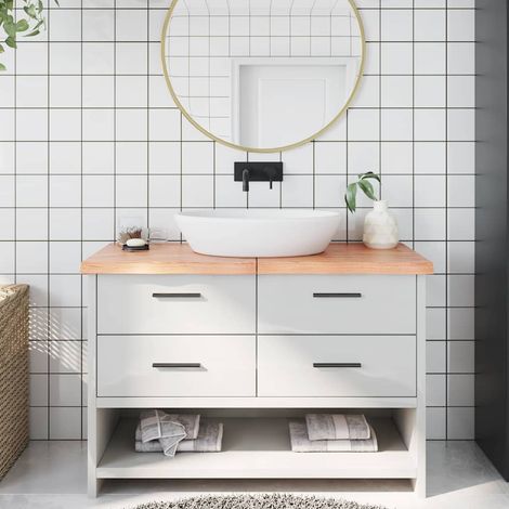 Comptoir de salle de bain marron 120x60x(2-4) cm bois traité
