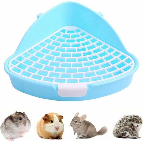 Toilettes pour petits animaux avec crochet,triangle anti-pulvérisation, petit bac d'angle, pour hamster, chinchilla, cochon d'Inde, lapin, furet, cage à litière (1/5)