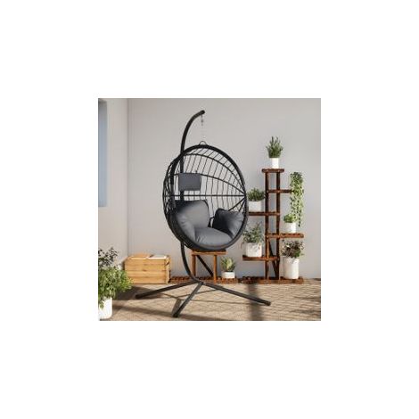 Chaise suspendue en forme d'œuf avec support anthracite (1/5)