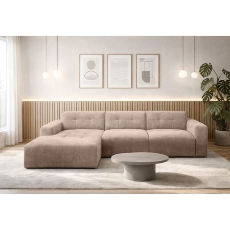 AX LIVING Couch in L Form Corlu Ecksofa Braun für Wohnzimmer 310 cm L