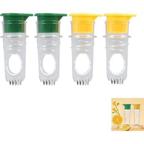 Exprimidor de limones de 4 piezas, Prensa de frutas portátil, Fácil de usar, cócteles y extracción de jugo fresco, Verde, amarillo (1/5)