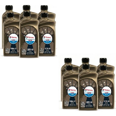 Kit 12 Litri Total Super Plus 10W-40 Olio Motore 12x1L Tecnologia Sintetica per Auto Benzina Diesel GPL Metano Multigrado Alta Protezione Lubrificante Universale Auto