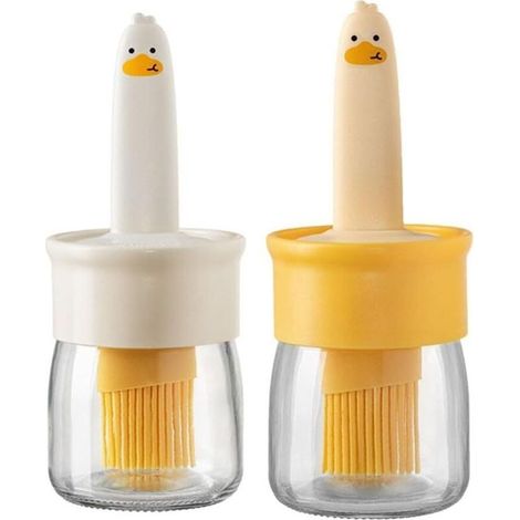Flacon distributeur d'huile avec brosse en verre pour cuisine, récipient à huile avec pinceau en silicone pour badigeonner, pâtisserie, barbecue, vinaigre, sauce, gril, friture(2pcs) (1/5)