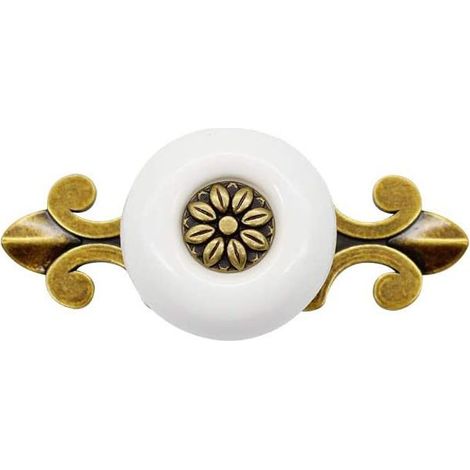 maniglie in ceramica vintage per porte, maniglie classiche per armadi e cassetti, ideali per cucina, soggiorno e camera da letto, con viti da 2,5 cm, colore bianco. (1/5)