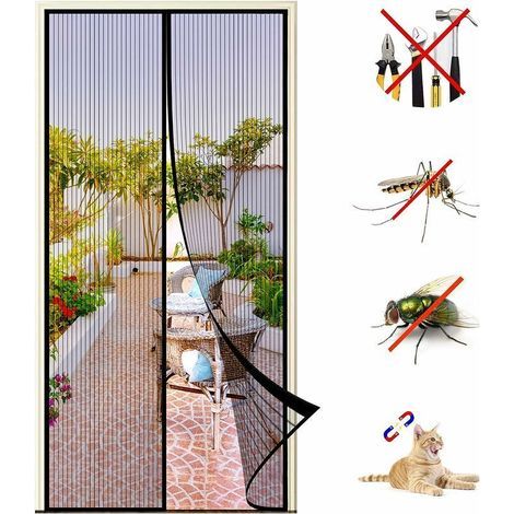 Magnetisches Moskitonetz für Fenster oder Türen, 130 x 220 cm, selbstklebend, feinmaschiges, moskitosicheres Netzgewebe, automatischer Magnetverschluss, bohrfreie Montage (1/5)