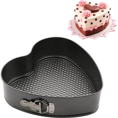 Moule à charnière en forme de cœur 19,5 x 17 x 6,5 cm – Moule à gâteau avec revêtement antiadhésif pour moule à pâtisserie, moule à quiche, moule à tarte (1/5)