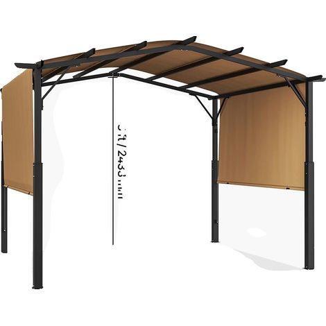 Pergola extérieure, design à toit arqué, auvent rétractable, 10x10ft (1/2)
