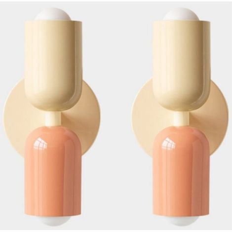 E27 Moderne Wandleuchte für den Innenbereich, geeignet für Schlafzimmer, Flur und Wohnzimmer, Farbe Creme + Rosa, 2er-Pack