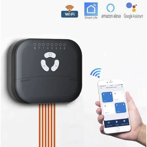 (4 voies UE) Minuteur d'arrosage intelligent pour jardin, contrôleur d'irrigation WiFi, électrovanne d'irrigation, système d'arrosage goutte à goutte programmable