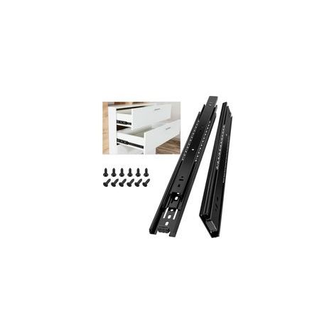Glissiere pour tiroir 400 mm Glissière de tiroir latéral rail coulissant coulisse tiroir sortie totale à bille pour placard Noir 1 Paire(2 pièces)