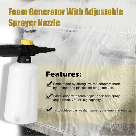 750-ml-Schaumlanze für BOSCH AQT EA110 UA125 Auto-Hochdruckreiniger, Seifenschaumgenerator mit Einstellmöglichkeit
