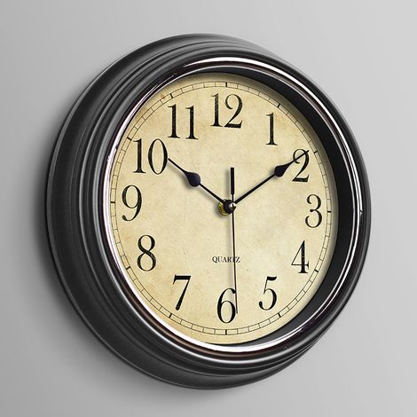 12-Zoll-Wanduhr, batteriebetrieben, geräuschlos, kein Ticken, klassische Vintage-Wanduhr, Dekoration für Büro, Wohnzimmer, Küche, Zuhause (1/4)